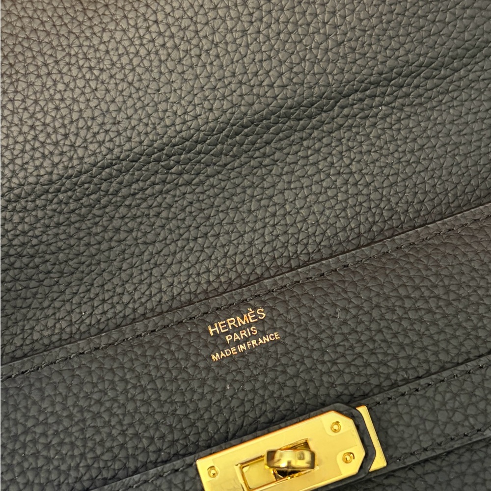 Black Leather Crossbody Clutch, Gold Hardware similar Kelly Wallet, not Hermes - Picture 6 of 11